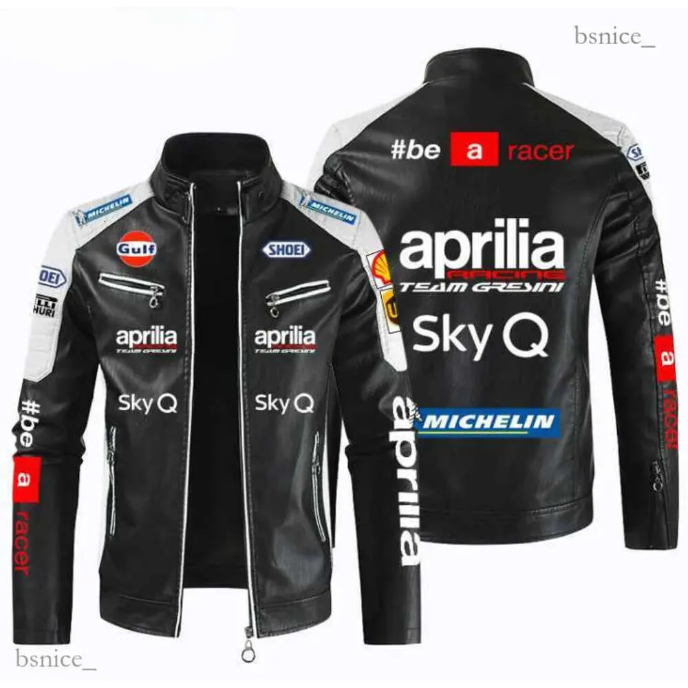 Men's Jackets APRILIA Car Motorcycle PU Leather Jacket Patchwork Biker Jackets Casual Zipper Coat Male Motorcycle Jacket Outwear Coat 449