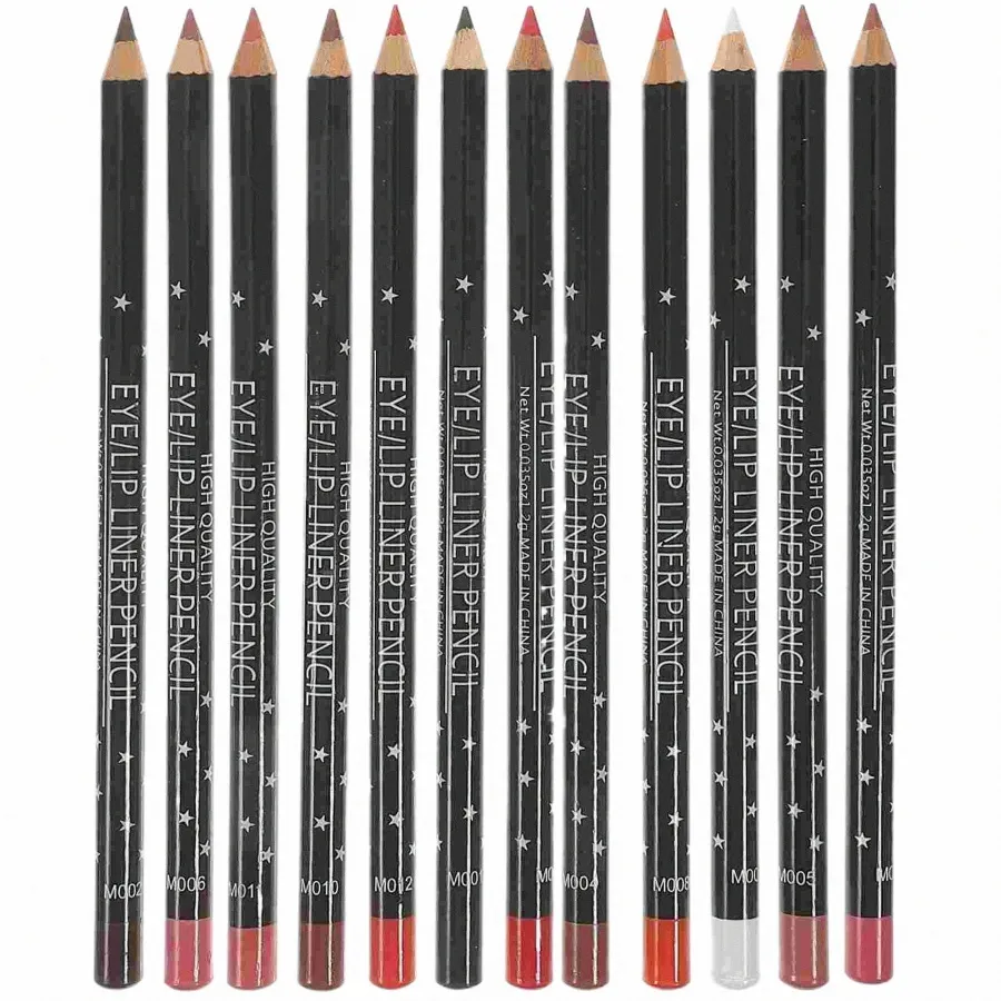 12 pcs crayon à lèvres mat imperméable à l'eau en bois de prune pour femmes m4d9 #