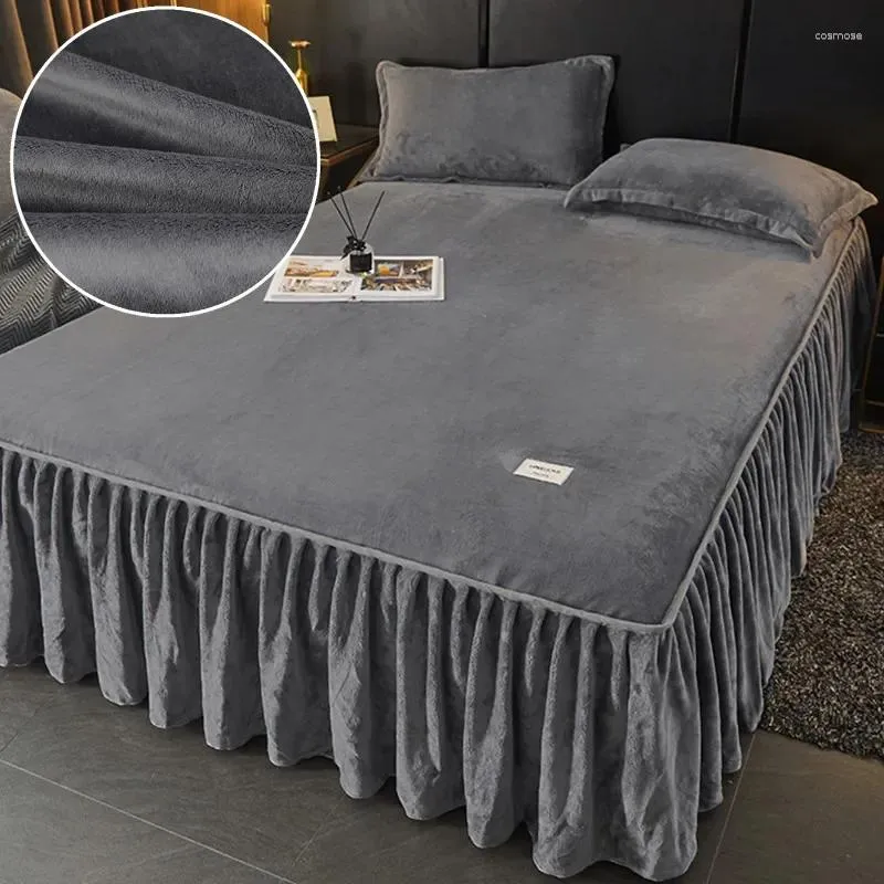 Bettrock Einfarbiger Samtbezug für den Winter Hautfreundlicher Matratzenschoner Roupa De Cama Home Tagesdecke (ohne Kissenbezug)