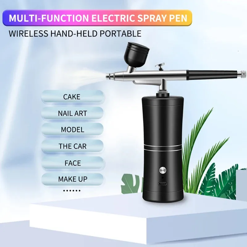 Kit D'aérographe Portable Sans Fil, Avec Pistolet à Compresseur, Brosse à Air Rechargeable, Modèle D'ongles, Peinture, Outil De Tatouage