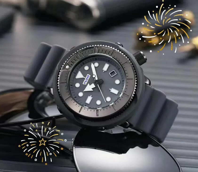 Relojes de diseño de gran tamaño para hombre, movimiento de cuarzo automático japonés para hombre, reloj resistente al agua, correa de goma, conjunto de funciones de brillo nocturno luminoso, deportes de barrena, reloj de pulsera genial para regalo