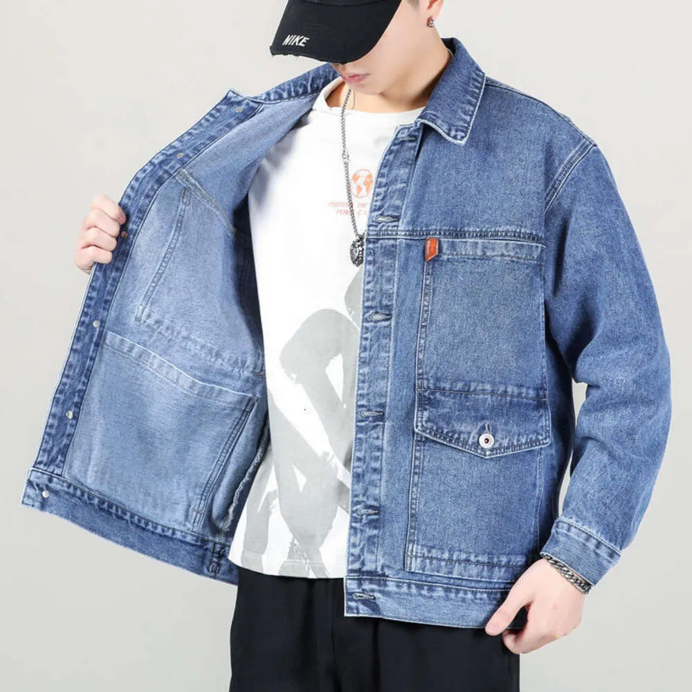Весенне-осенняя джинсовая куртка 2023, новая модная брендовая рабочая одежда с несколькими карманами, свободная мужская куртка большого размера