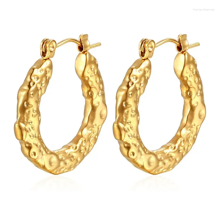 Boucles d'oreilles créoles tendance pour femmes, grandes boucles d'oreilles couleur or, cercle en acier inoxydable, bijoux féminins Oorbellen