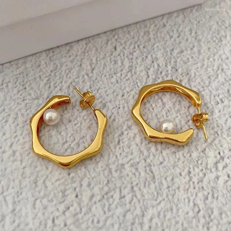 Boucles d'oreilles créoles en perles hexagonales en acier inoxydable pour femmes, bijoux géométriques simples minimalistes élégants