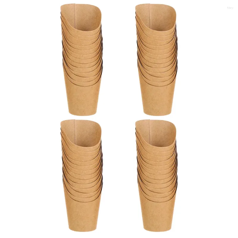 Disposable Cups Straws 50 Pcs Ice Cream Cup Fried Food French Fries Kraft Paper Containers Popcorn Holders