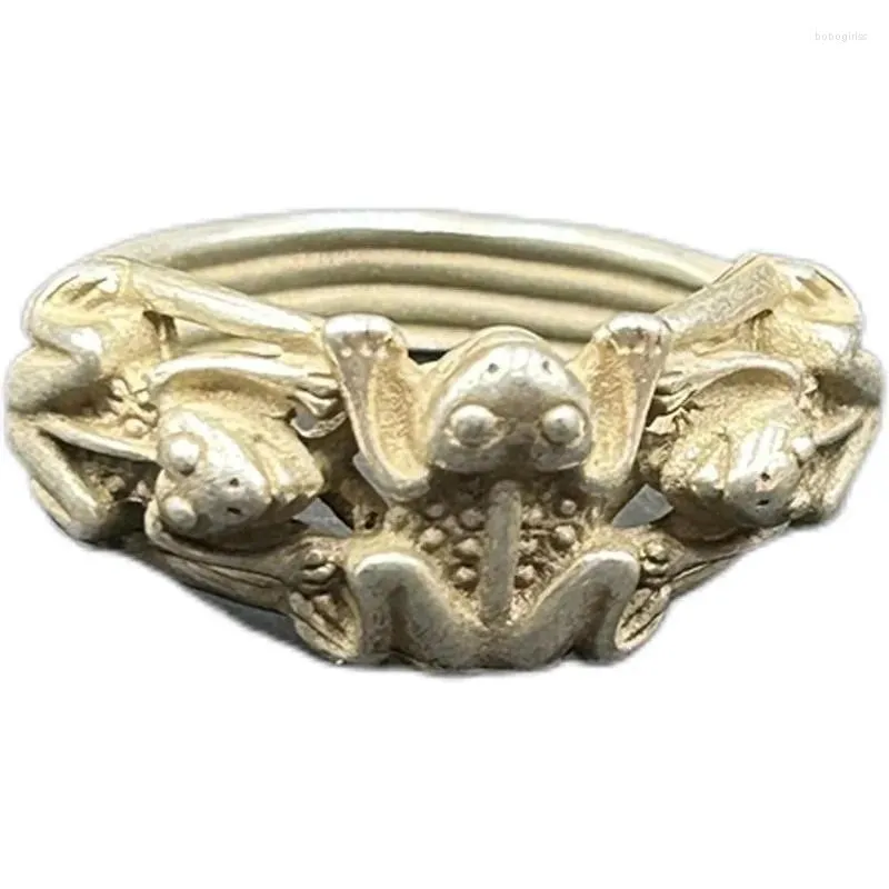 Dekorative Figuren Frosch Retro Miao Silber Universalring für Männer und Frauen