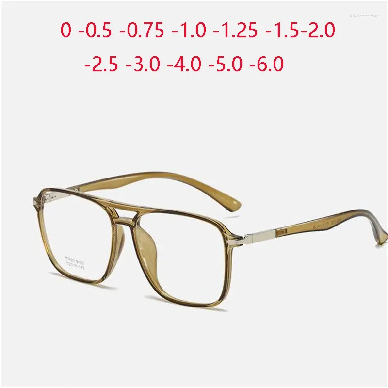 Óculos de sol Olive Green Frame Oversized Miopia Óculos Anti Raios Azuis TR90 Estudante Prescrição Espetáculos Diopter 0 -0.5 -0.75 -1.0 a -6.0