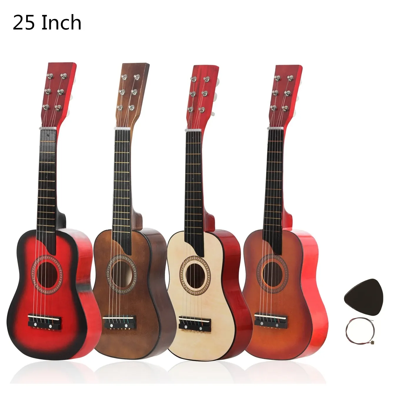 Guitare acoustique en tilleul de 25 pouces, avec cordes médiator, pour enfants et débutants, 4 couleurs en option