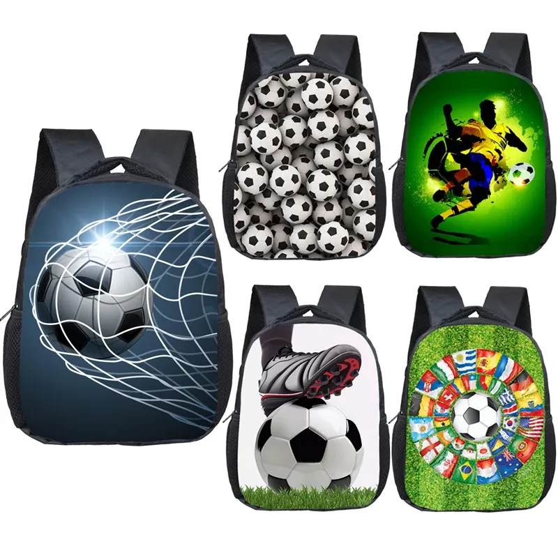 Bolsas de 12 pulgadas de mochila de fútbol / fútbol de fútbol para niños para niños para niños bolsas escolares para niños pequeños bolsas de jardín de infantes para niños pequeños