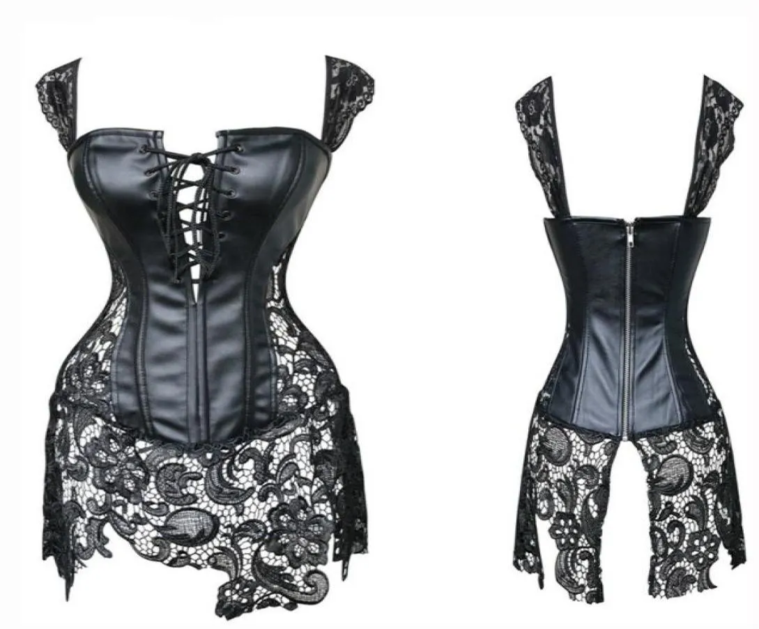 Kvinnor Faux Leather Sexy Corsets Strap Burlesque Steampunk Corset Dress Midje Trainer Bustier Corpet Sexig underkläder S4XL 6XL2538034