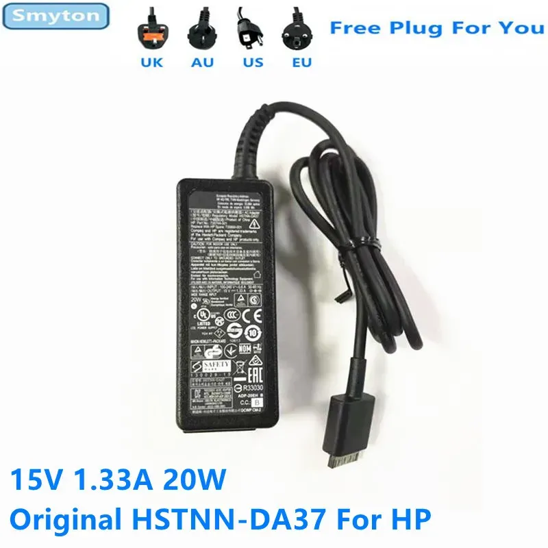 Adapter Original AC Adapter Charger för HP Envy 15V 1.33A 20W TPNP104 HSTNNDA37 HSTNNLA37 HSTNNCA37 LAPPAP TABLET Strömförsörjning