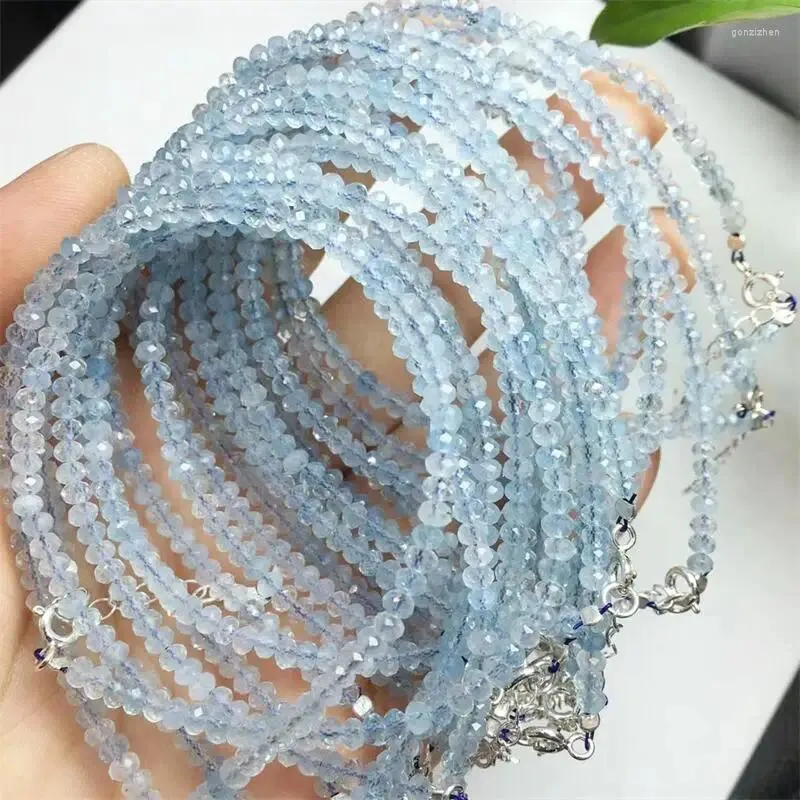 Dekoratif Figürinler S925 Doğal Aquamarin Bilezik Kadın Moda Yuvarlak Taş Zarif Şifa Strand Bangles Hediye 1 PCS