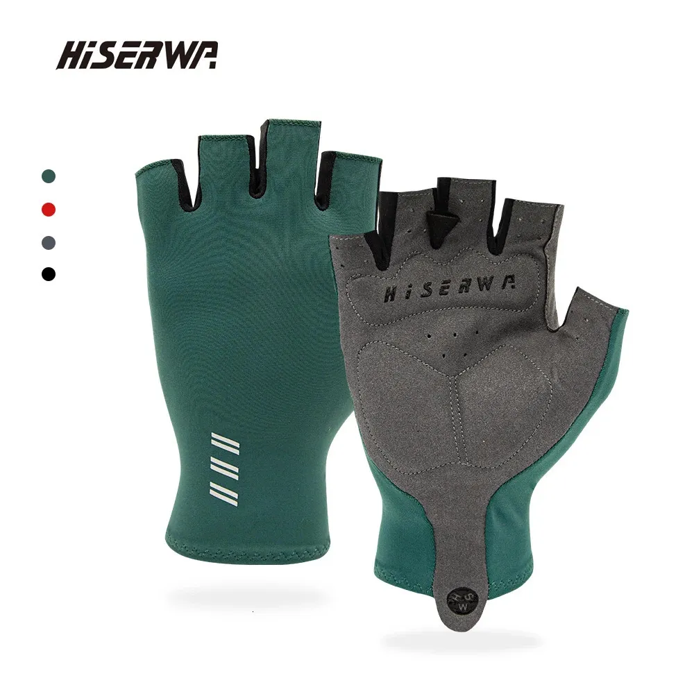 HISERWA Cycling Anti-slip Anti-Sweat Half Finger Gloves Men Women Breathable Anti-shock Sports Gloves Outdoor Fishing Bike Glove 240312