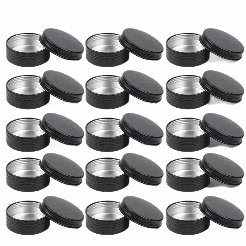 50pcs pots de bougies vides noirs avec couvercle en gros 5/10/15/20/30/50/60g boîte en aluminium boîte en métal baume à lèvres soins de la peau Ctainer c4od #