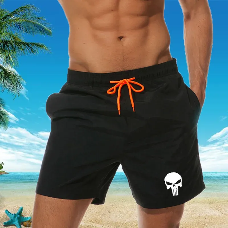 Short de sport pour hommes, Jogging, crâne, bord de mer, vacances, plage, Surf, maillot de bain, séchage rapide, décontracté, 2022