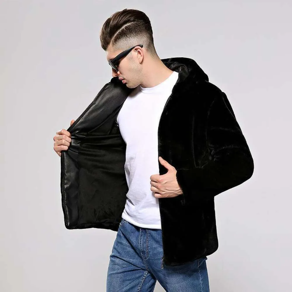 Fur Autumn/winter New Thickened Large Mens Leather Coat Imitation Mink Skin