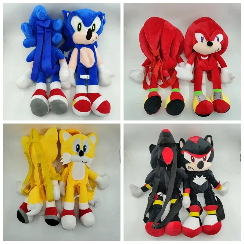 Anime 45CM Sonic Hedgehog Stark Book Backpack Plush Toys Stuffed Animals Gift For Kids Plush Bag