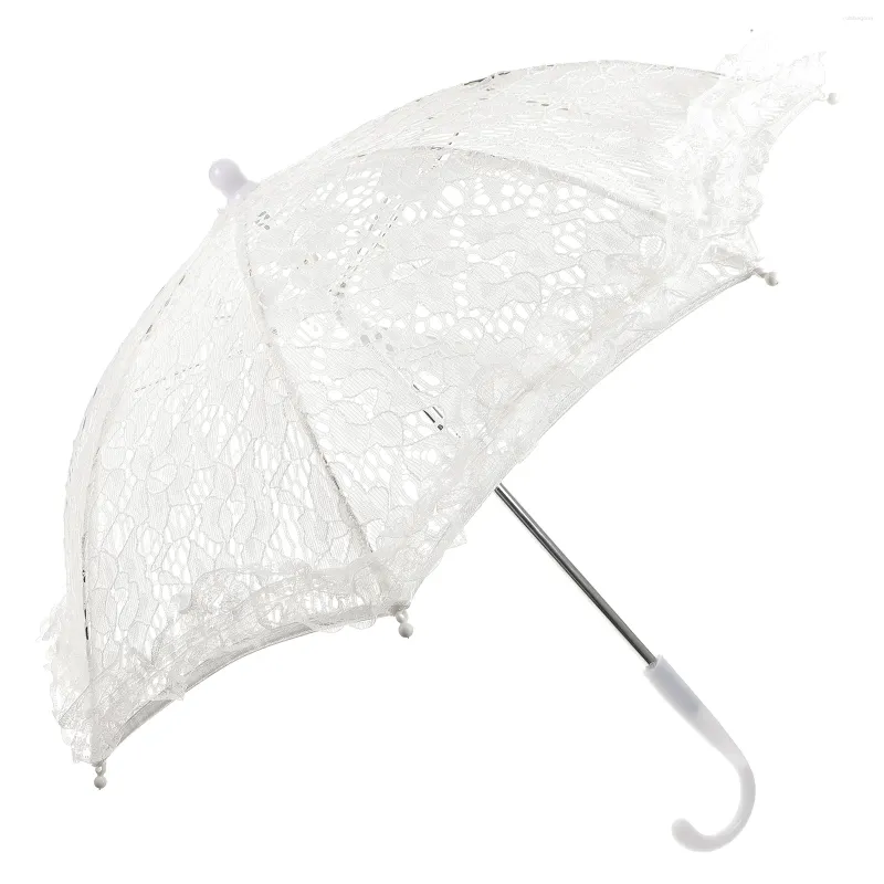 Paraplyer spetsar paraply vit vintage bröllop brud parasol litet handtag ogräs
