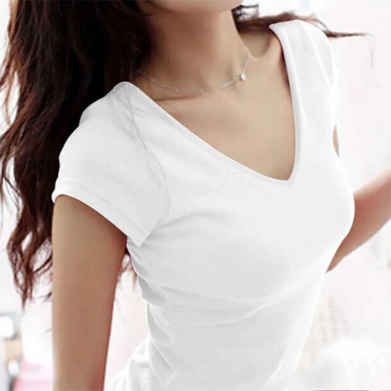 T-shirt da donna con stampa personalizzata all'ingrosso, ricamo in cotone, tinta unita, con design per t-shirt