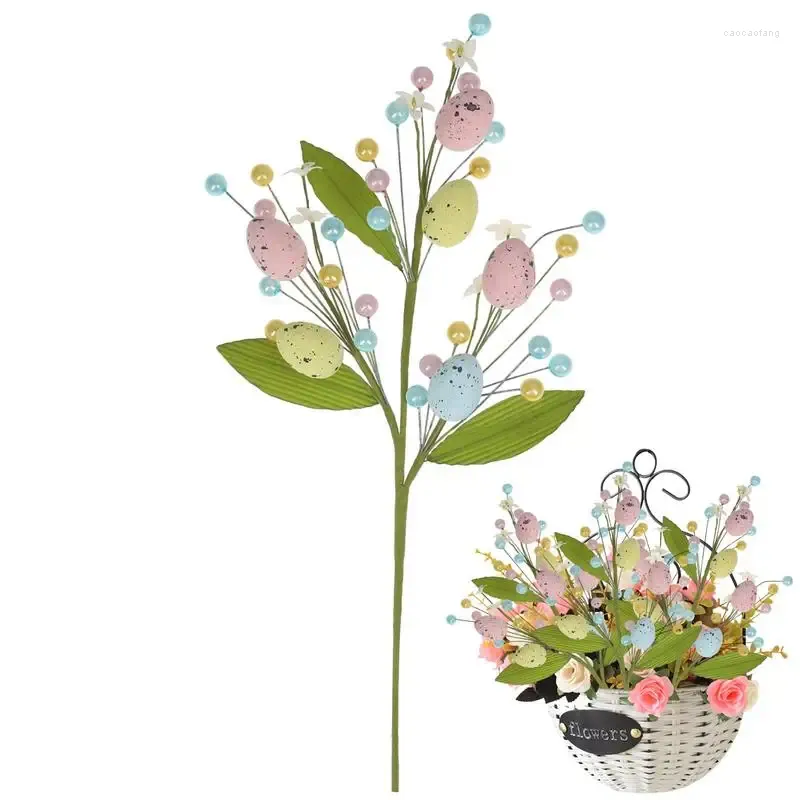 Decorative Flowers Easter Egg Picks Artificial Simulated Berry Branch Tree Branches Colorful Eggs Twig Floral