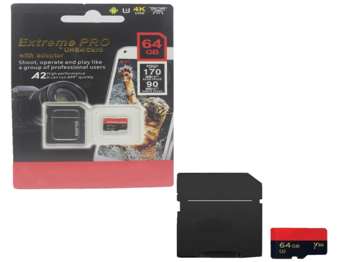 2019 Lastest 128 GB 256 GB 64 GB 32 GB SD -kort bra med Adapter Blister Generic Retail Package DHL5144660