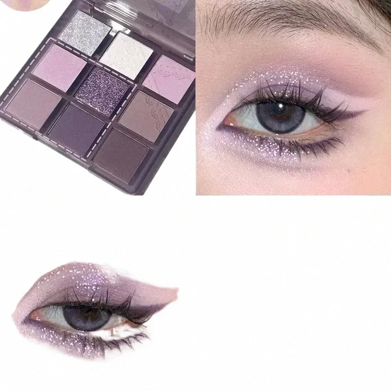 Aurora Purple Palette de fard à paupières Punk Smokey Purple Lace Shimmer Matte Sier Water Highlight Cool Te Eye Shadow Maquillage coréen 14Vw #