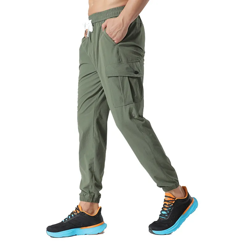 Lu Pantaloni sportivi da uomo Pantaloni asciutti Cool Feeling Pantaloni larghi e intrecciati per fitness e tempo libero con piede piatto elastico