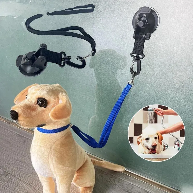 Kołnierze dla psów Kąpiel Tether Regulowany szczeniąt wanna ograniczeniem smyczy akcesoria do kąpieli z klamrą i kubkiem ssącym do kota prysznic