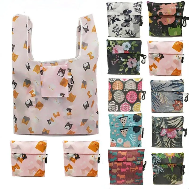 Shopping Bags Tote Bag Animal Flower Print Women Foldable Recycle Grocery Storage Fashion Female Supermarket Shopper