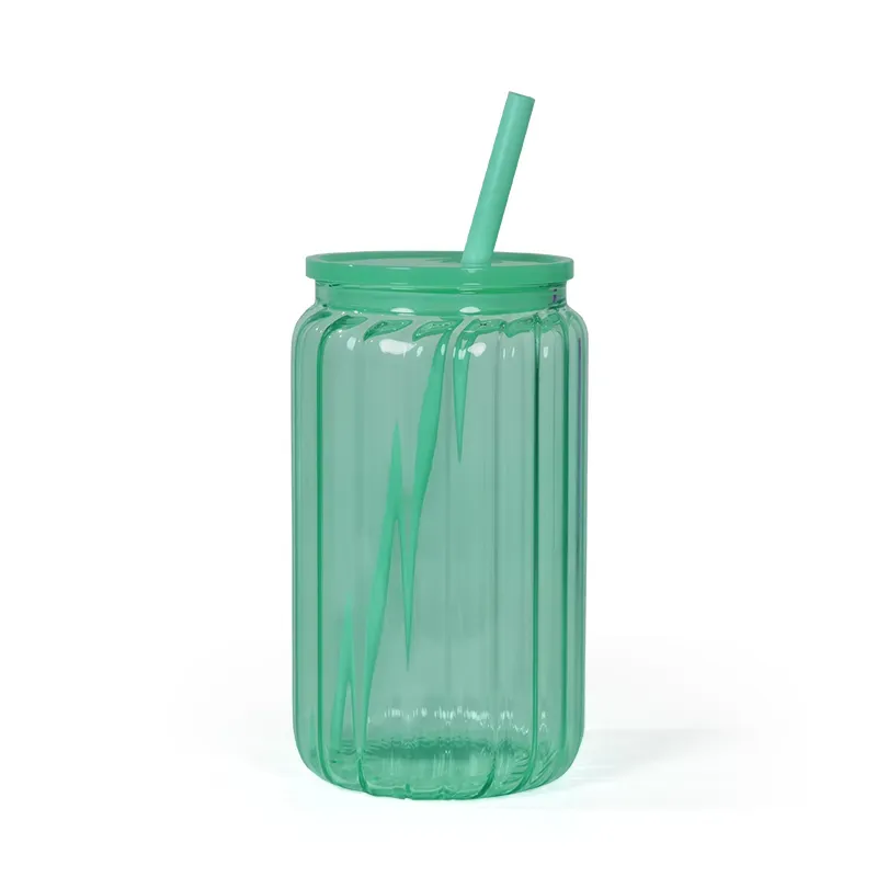 16oz sublimation colored glass tumbler with colored plastic lid straws glass vase cups mason jar libby can flowers bottle