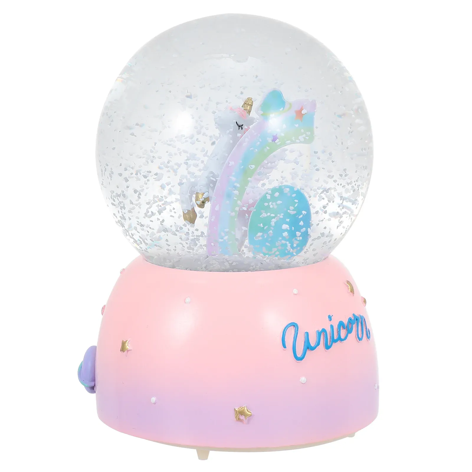 Lådor Crystal Ball Music Box Decorations Automatic Snowing Unicorn Glass Musical Globe Harts