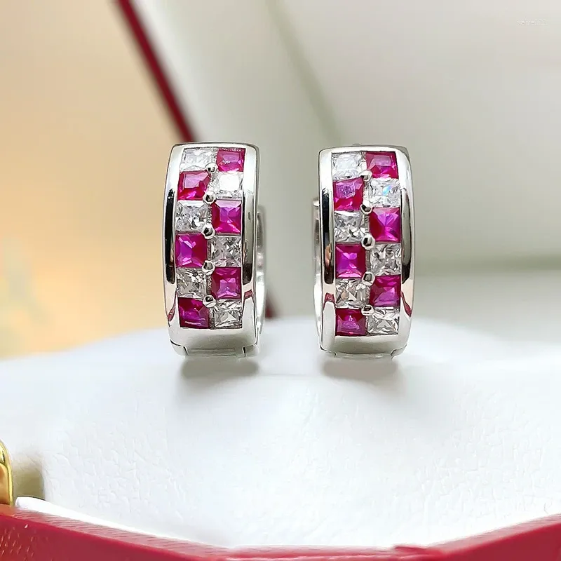 Stud Earrings Artificial Colorful Treasure S925 Silver Women's Unique And Cool Advanced Engagement Gift Jewelry