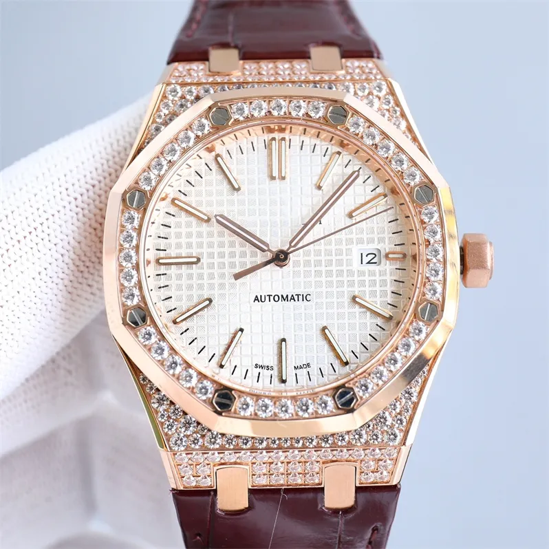 15510or Montre de Luxe Mens Watches 41x11mm 3120 حركة ميكانيكية أوتوماتيكية من الصلب Babysbreath Diamond Watch Watchs 000