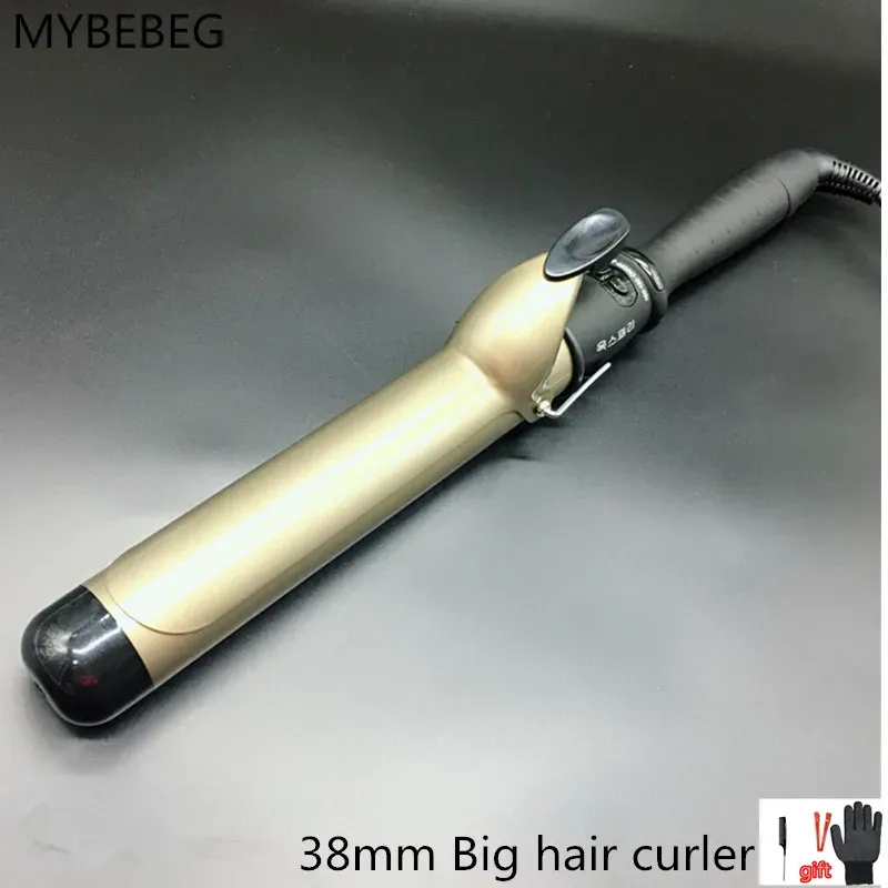 Irons Professional Hair Curler Ceramic Coating Curling Iron 38mm Big Curlers 6 Size Army Green Hair Styler 110V240V Hårverktyg