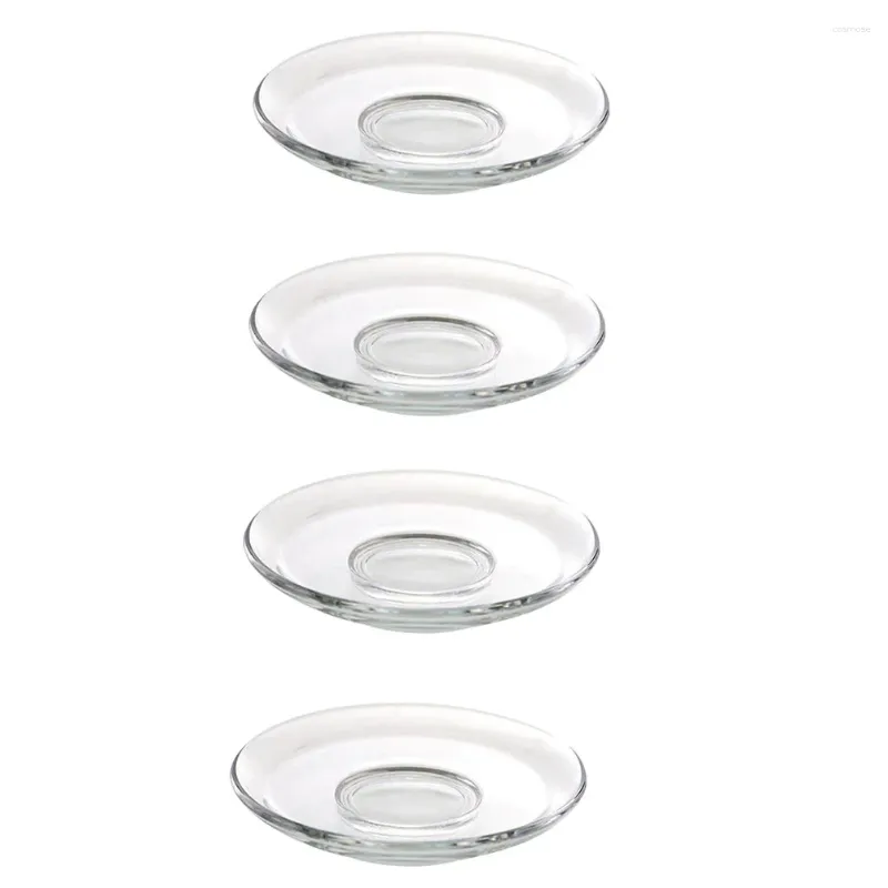 Cups Saucers Glass Saucer Snack Storage Dishes Household Tea Plates Decorative Coffee Kitchen Tableware Round Clear Cake