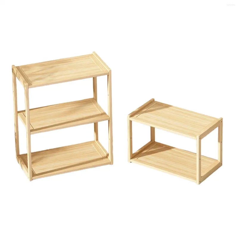 Kitchen Storage Wood Rack Spice Desktop Supplies Desk Bookshelf Tabletop Display Shelf For Men Decor Countertop