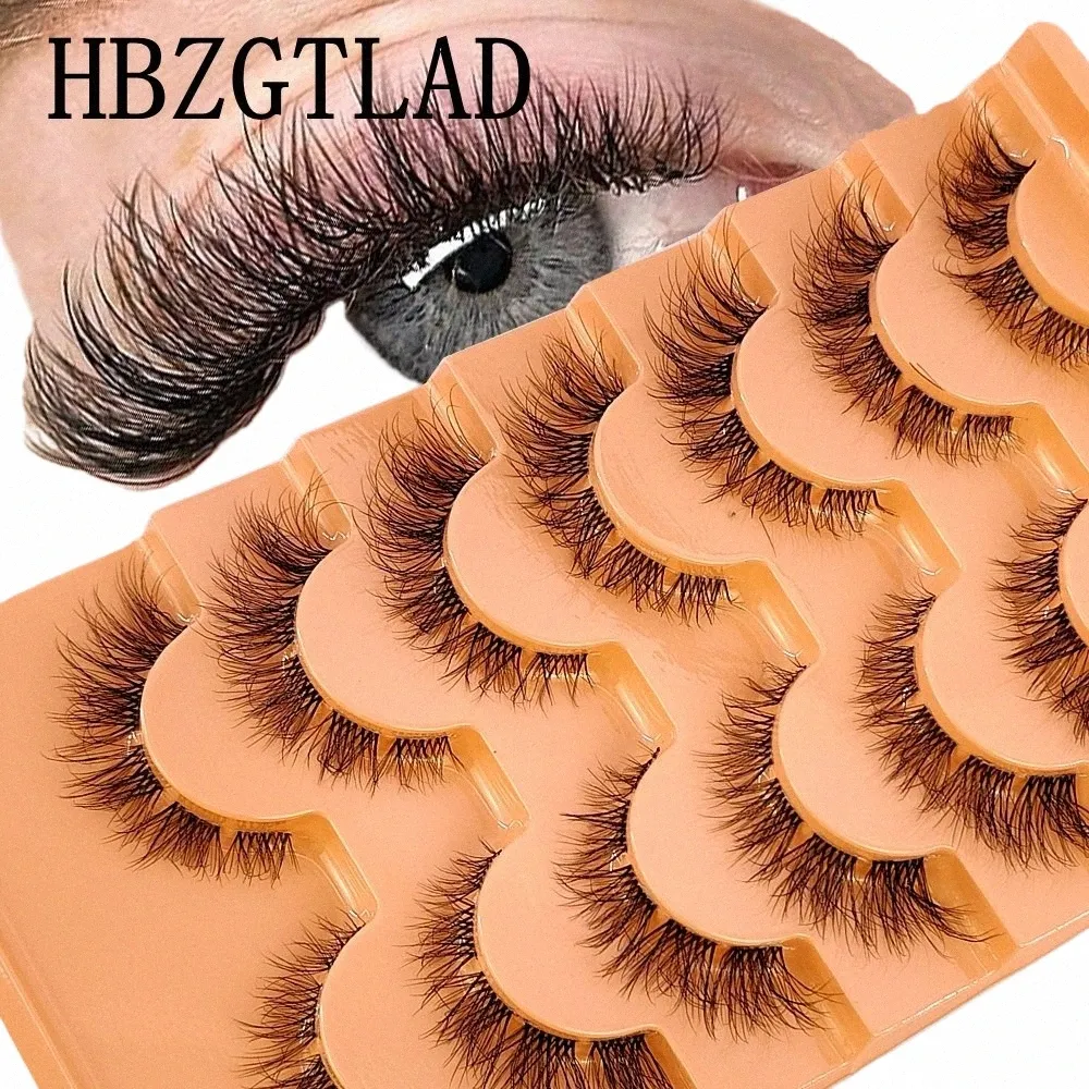 7 par Clear Band Cat Eye Eyeles 3D Natural False Les Fluffy Soft Cross Manga Les Wi Eyel Extensi Makeup Cilia B9pq#