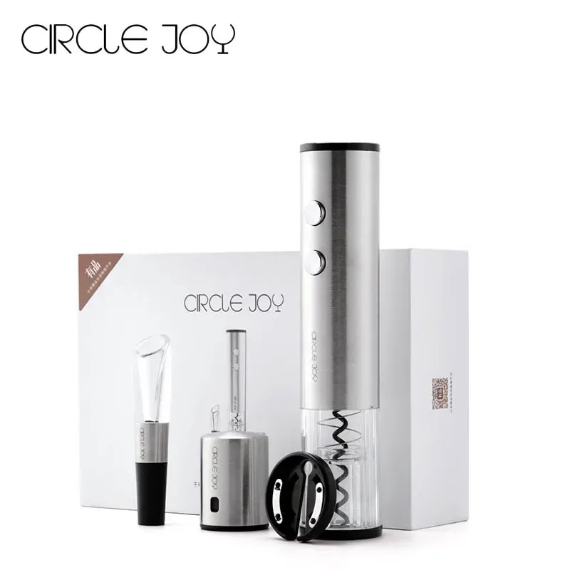 Control Circle Joy Electric Bottle Opener 4in1 Presentlåda Set 304 Rostfritt stålförpackning Present Lämplig för familjesammanträden