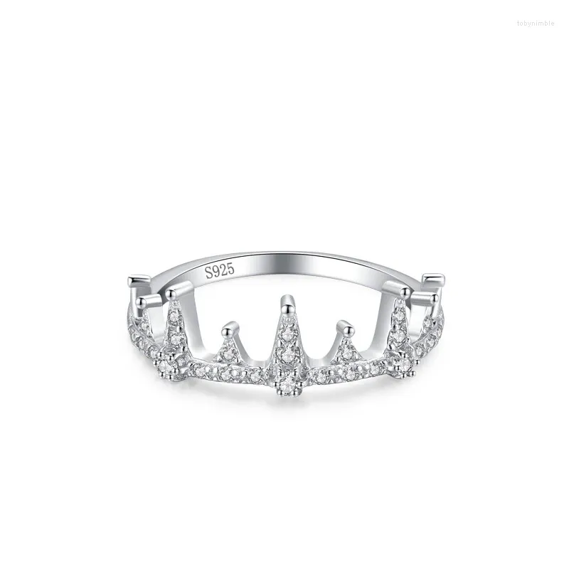Cluster Rings S925 Sterling Silver Niche Design Feeling Crown Ring Female Fashion Personality Sentiment