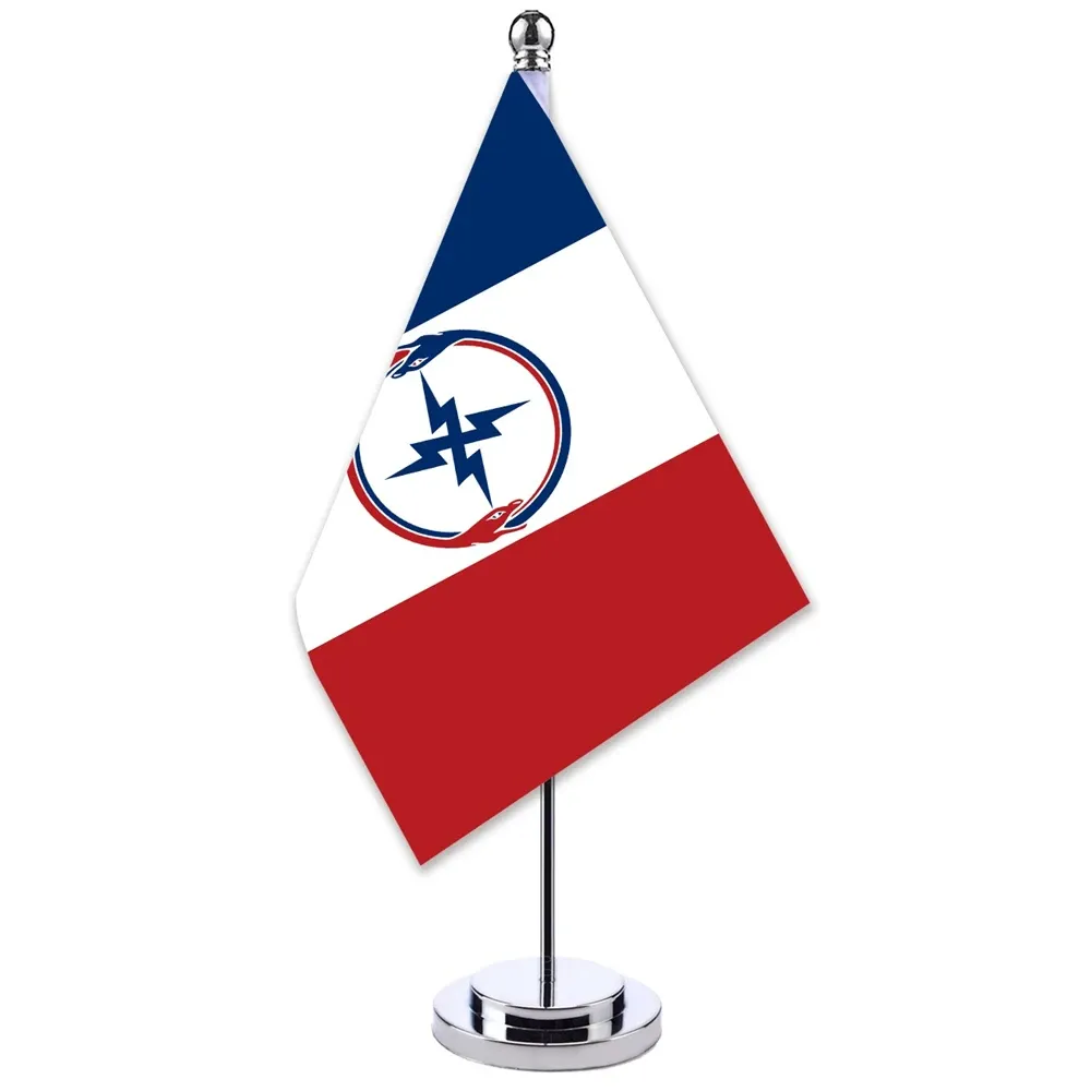 Accessories Mini Flag Of Vanguard France Banner Meeting Boardroom Table Desk Stand Flag Set VFR Emblem Room Office Decoration