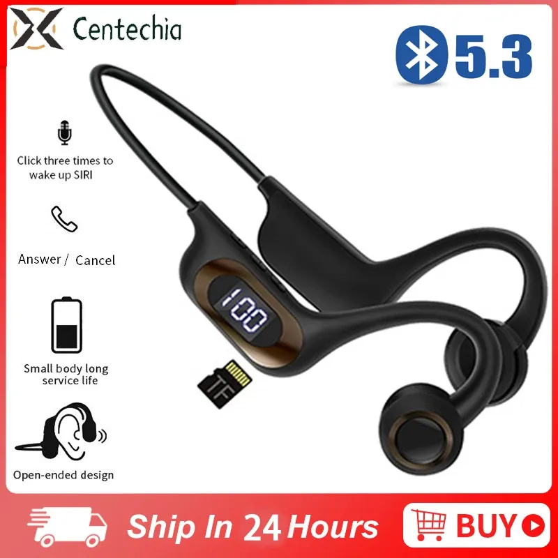 Hoofdtelefoon/headset AKZG3 Beengeleiding Bluetooth-oortelefoon V5.3 Oorhaak Luchtgeleiding Draadloze waterdichte sporthoofdtelefoon Ondersteunt TF-kaart