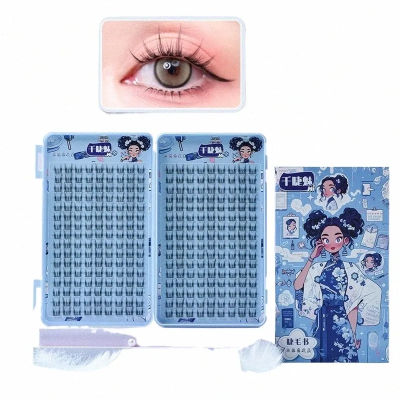 288 Cluster False Eyeles Libro Riutilizzabile Spessore Fluffy Manga Eyel Extensis Ingrandisci Strumento per gli occhi di bellezza M6Ls #