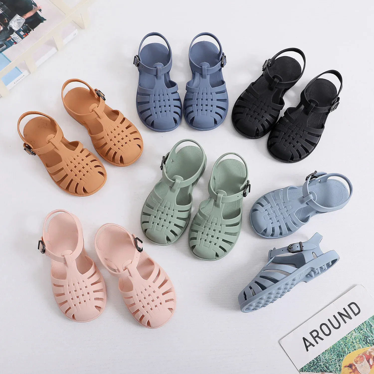 Baby Gladiator Sandals Casual Breathable Hollow Out Roman Shoes PVC Summer Kids Shoes Beach Children Sandals Girls 240321