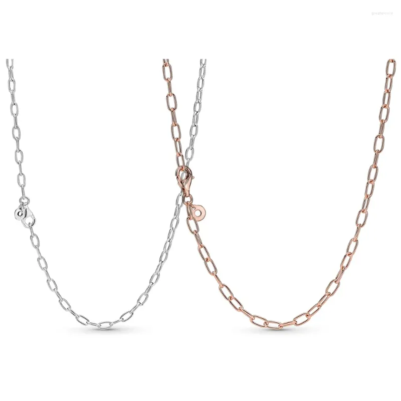 Correntes 925 Sterling Silver Pan Link Chain Colar Estilo Simples Fit Mulheres Festa DIY Moda Jóias Presente