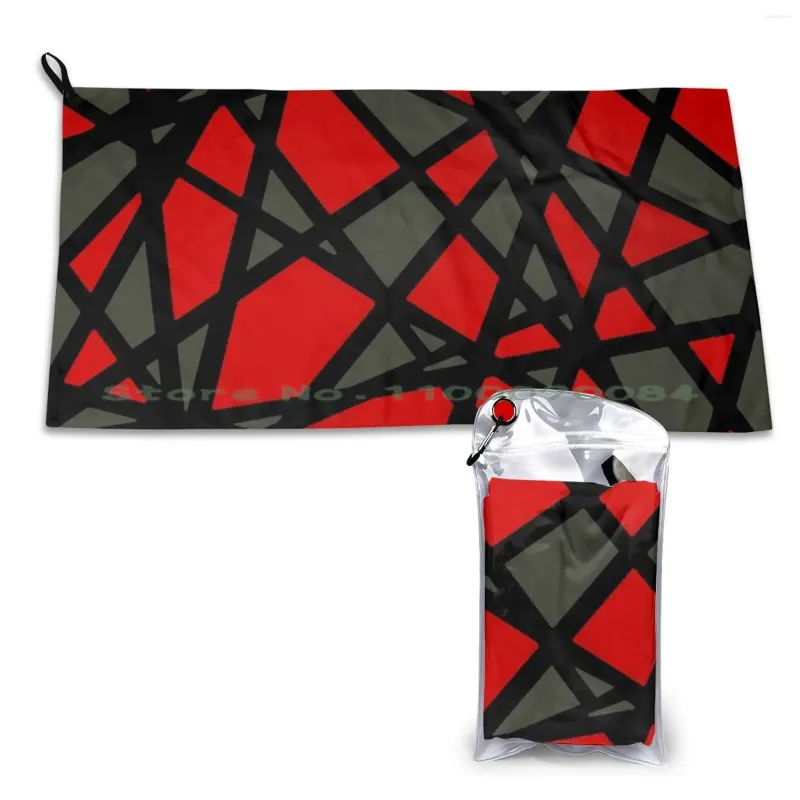 Serviette lignes noires créer des formes irrégulières accent rouge abstrait séchage rapide salle de sport bain de sport billet portable monde de l'aéroport