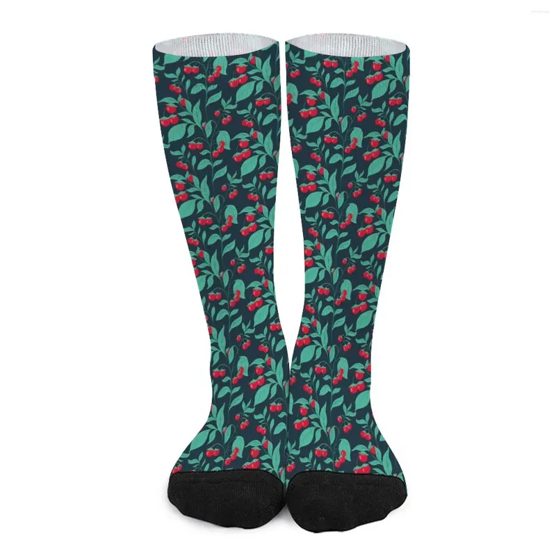 Women Socks Cherries Tomatoes Stockings Couple Fruit Print Breathable Leisure Outdoor Sports Anti Bacterial Gift Idea