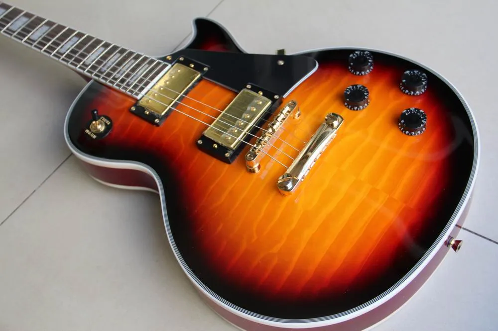 Hurtowe gitary niestandardowe gitary elektryczne solidne mahoń Inn vintage Sunburst 111218