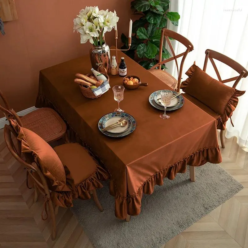Nappe de Table en velours hollandais, décoration européenne, café El, couleur unie, couverture de salle à manger de mariage