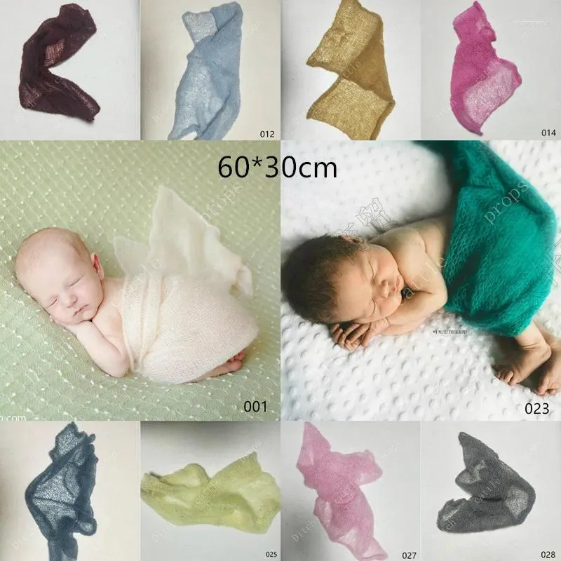 Blankets (65 35cm) Hand Knit Mohair Wraps Born Pography Baby Shower Gift Props