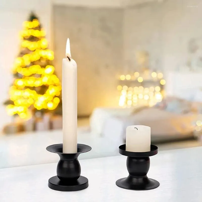 Bougeoirs décoratifs pour fête de noël, boîte noire pour pilier, bougeoir conique, atmosphère élégante